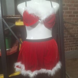 Festive Red and White Women's Bra Set